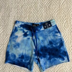 Hollister Blue Tie-Dye Fleece Shorts with Embroidered Logo